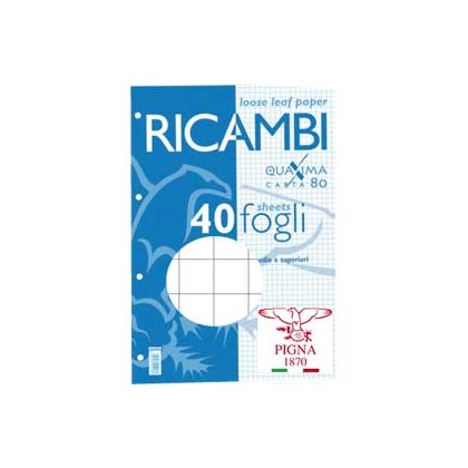 RICAMBI FORATI A4 10MM QUAXIMA 40FG 80GR PIGNA 006290310