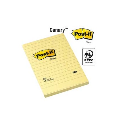 BLOCCO 100fg Post-it 102x152mm GIALLO A RIGHE 660 7100172753 - Conf da 6 pz.