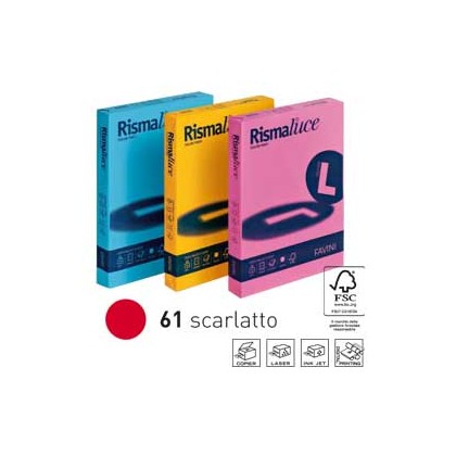 Carta RISMALUCE 140gr A4 200fg rosso scarlatto 61 FAVINI A65C204