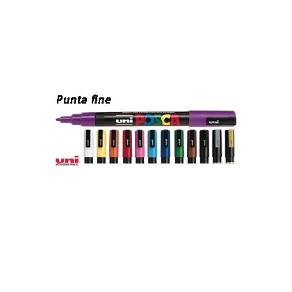 Marcatore UNI POSCA PC3M p.fine 0,9-1,3mm nero UNI MITSUBISHI M PC3M N