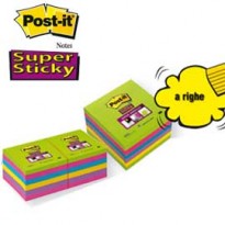 BLOCCO 90foglietti Post-it Super Sticky 76x76mm ULTRACOLOR 654-12SSUCC 20556 - Conf da 12 pz.