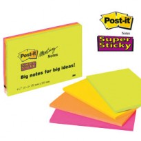 BLOCCO 45foglietti Post-it Super Sticky 101x152mm MEETING NOTE NEON 6445-SSP 76028 - Conf da 4 pz.