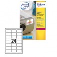 Poliestere adesivo extra L6141 bianco 20fg A4 63,5x33,9mm (24et/fg) laser Avery L6141-20