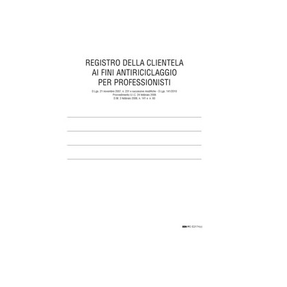 REGISTRO ANTIRICICLAGGIO PER PROFESSIONISTI 31X24CM 46fg E2174 EDIPRO E2174