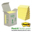 BLOCCO 100foglietti Post-it Notes Green 38x51mm 653-1B GIALLO 7100172254 - Conf da 6 pz.