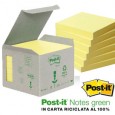 BLOCCO 100foglietti Post-it Notes Green 76x76mm 654-1B GIALLO 7100172252 - Conf da 6 pz.