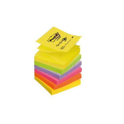 BLOCCO Post-it Super Sticky Z-Notes 76x76mm 100fg R330-NR NEON 7100172322 - Conf da 6 pz.