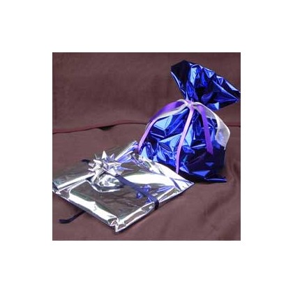 50 BUSTE REGALO IN PPL METAL LUCIDO 20x35cm BLU senza patella adesiva U-814ARR Y20BL