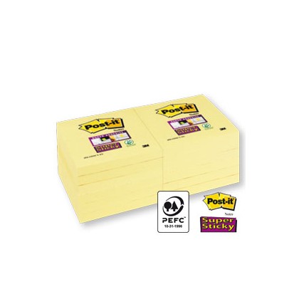 BLOCCO 90foglietti Post-it 76x76mm 654-12SS-CY 81369 - Conf da 12 pz.