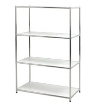 LIBRERIA 4 RIPIANI ACCIAIO/BIANCO 80x40cm - H120cm Easy System E-408012W