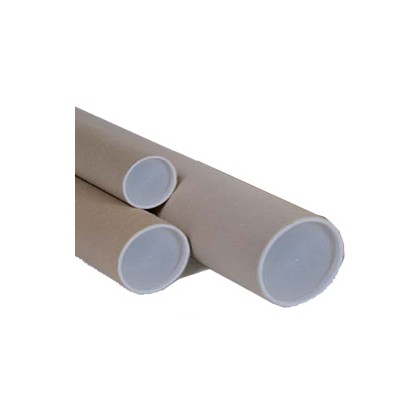 TUBO IN CARTONE AVANA doppio tappo trasparente 50cm 6cm 127028 - Conf da 20 pz.