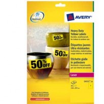 Poliestere adesivo L6107 giallo fluo 20fg A4 99,1x42,3mm (12et/fg) laser Avery L6107-20