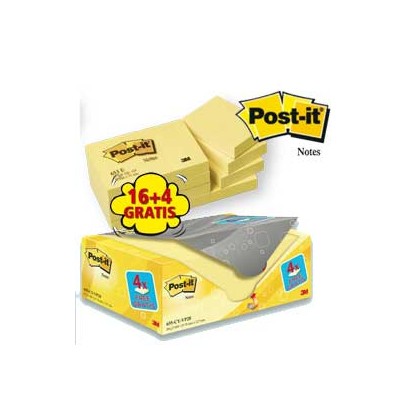 VALUE PACK 16+4 BLOCCO 100fg Post-it 38x51mm 72GR 653CY-VP20 7100172332