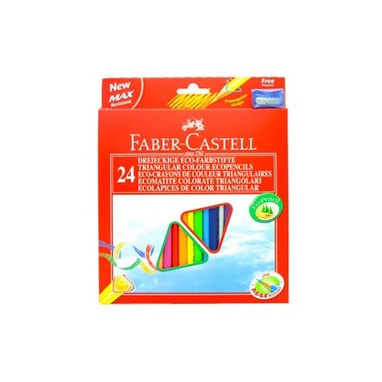 ASTUCCIO 24 PASTELLI COLORATI TRIANGOLARI ECO + TEMPERINO FABER CASTELL 120524