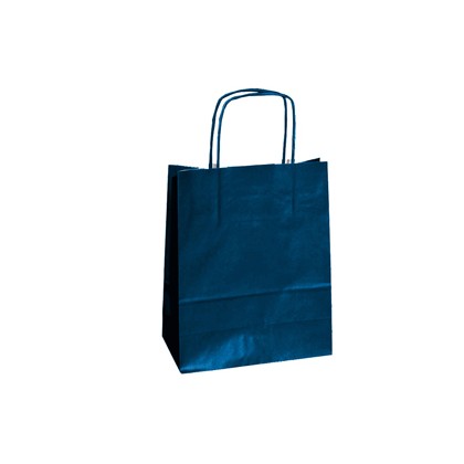 25 SHOPPERS CARTA KRAFT 18x8x24CM TWISTED BLU 072116