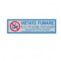 TARGHETTA ADESIVA 165x50mm VIETATO FUMARE con normativa 96701 - Conf da 10 pz.