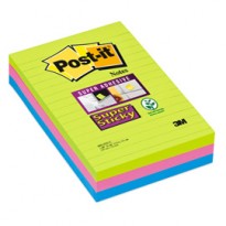 BLOCCO 90foglietti Post-it  Super Sticky RIGHE 101x152mm 660-3SSUC COLORI ULTRA 7100235020 - Conf da 3 pz.