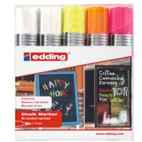 Astuccio 5 marcatore EDDING 4090 punta scalpello gesso liquido assortiti fluo 4-4090-5999