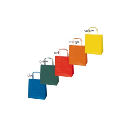 Blister 25 shoppers carta kraft 22X10X29cm twisted assortiti colori natalizi 080005