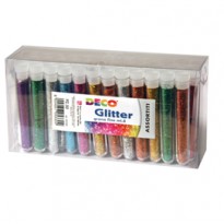 Glitter 50 flaconi grana fine 12ml colori assortiti Cwr 130/50