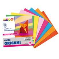 Confezione 20 fogli carta per origami 14x14cm colori assortiti CWR 741 - Conf da 25 pz.