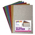 Busta 10 fogli 20x30cm Gomma Crepp Glitter adesiva colori assortiti CWR 10401