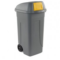 Bidone mobile Cento Push 100Lt grigio c/coperchio giallo per raccolta diff. 100P/GRC-GIA