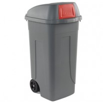 Bidone mobile Cento Push 100Lt grigio c/coperchio rosso per raccolta diff. 100P/GRC-ROB