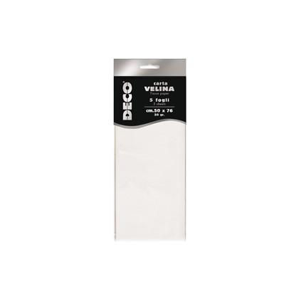 Busta 5 fogli carta velina 20gr 50x76cm bianco CWR 12283/01