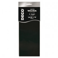 Busta 5 fogli carta velina 20gr 50x76cm nero CWR 12283/20