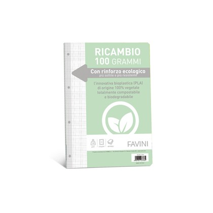 Ricambi c/rinforzo ecologico f.to A4 100gr 40fg 4mm Favini A474404