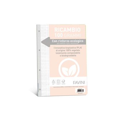 Ricambi c/rinforzo ecologico f.to A4 100gr 40fg 5mm Favini A475404