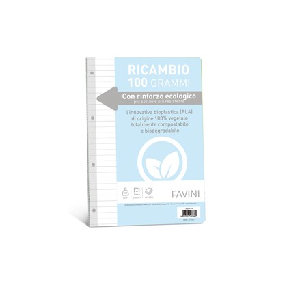 Ricambi c/rinforzo ecologico f.to A4 100gr 40fg 1 rigo Favini A477404