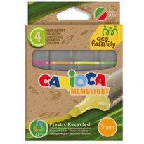 Scatola 4 evidenziatori Memolight Eco Family colori assortiti Carioca 43098