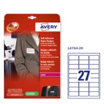 Etichette badge in seta acetata 63,5x29,6mm (27et/fg) 25fg - laser Avery L4784-20