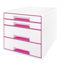 CASSETTIERA 4 CASSETTI BIANCO/fuxia Leitz Cube 52132023