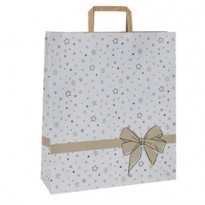 25 shoppers carta c/maniglie piattina 36x12x41cm stars bianco 086939