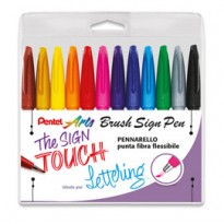 Astuccio 12 Sign Pen Brush colori assortiti Pentel 0022187