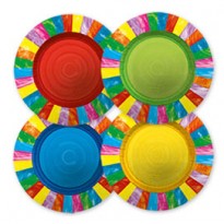 8 piatti in carta D25cm fantasia multicolor Arcobaleno Big Party 61471