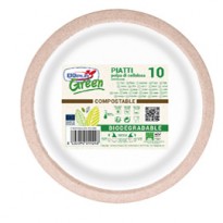 10 Piatti piani in polpa Twin D24,5cm Dopla Green 11790