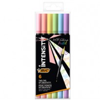 Astuccio 6 pennarelli Intensity dual tip brush colori assortiti Pastel BIC 503826