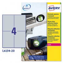 Poliestere adesivo L6134 argento 20fg A4 105x148mm (4et/fg) laser Avery L6134-20