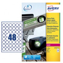 Poliestere adesivo L4716 bianco 20fg A4 D 30mm (48et/fg) laser Avery L4716-20