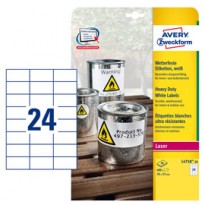 Poliestere adesivo L4718 bianco 20fg A4 70x37mm (24et/fg) laser Avery L4718-20