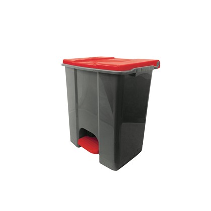Contenitore mobile a pedale in plastica riciclata Ecoconti 60lt grigio e rosso 912677
