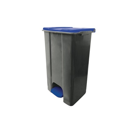 Contenitore mobile a pedale in plastica riciclata Ecoconti 80lt grigio e blu 912875