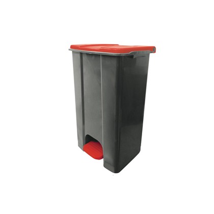 Contenitore mobile a pedale in plastica riciclata Ecoconti 80lt grigio e rosso 912877