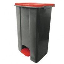 Contenitore mobile a pedale in plastica riciclata Ecoconti 80lt grigio e rosso 912877