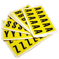 Lettere adesive A-Z 38 x 21mm 12et/fg. nero/giallo Beaverswood F4-PACKA-ZYELLOW