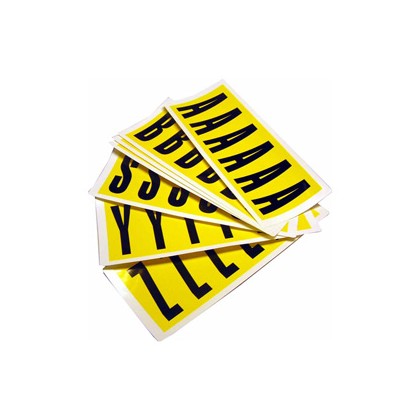 Lettere adesive A-Z 90 x 38mm 6et/fg. nero/giallo Beaverswood F6-PACKA-ZYELLOW
